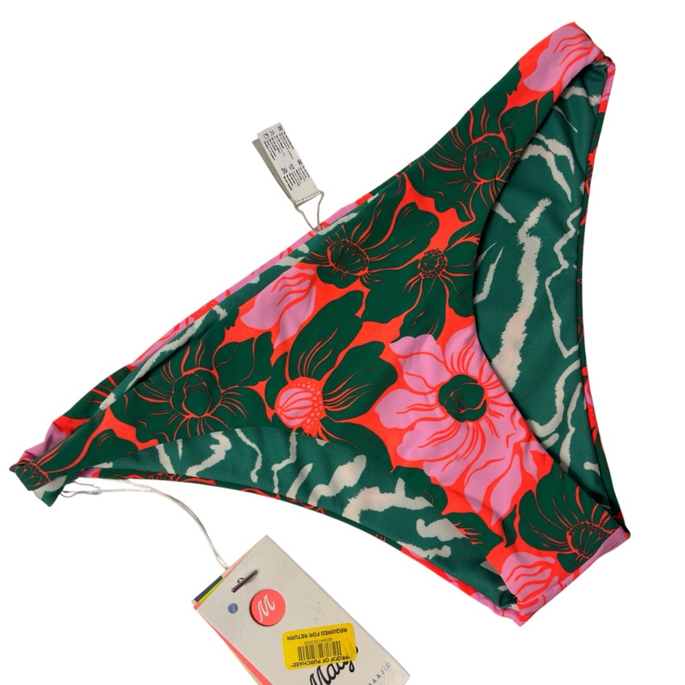 MAAJI FLORAL STAMP SUBLIMITY CLASSIC PINK GREEN ORANGE BIKINI BOTTOM SIZE XL NWT